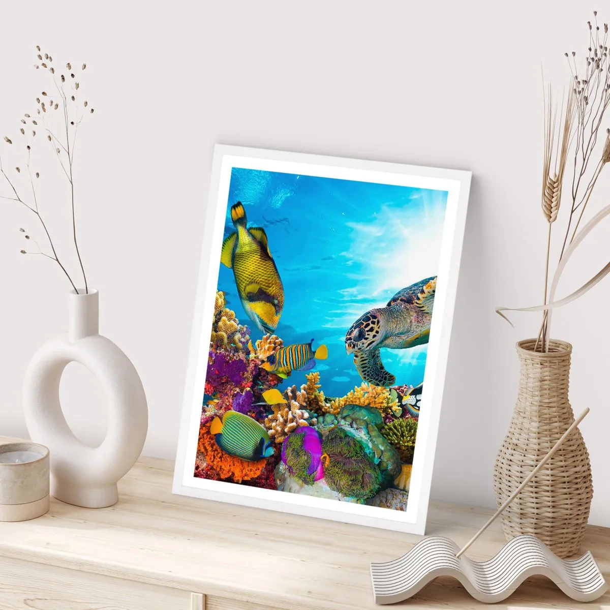 Poster in white frmae - Coral Promenade - 50x70 cm