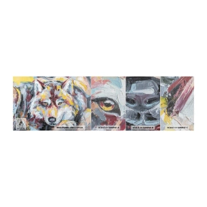 Photo Wallpaper Sample Premium Canvas - Wolf Eyes - Abstraction, Wolf, Painting - 100x30 cm