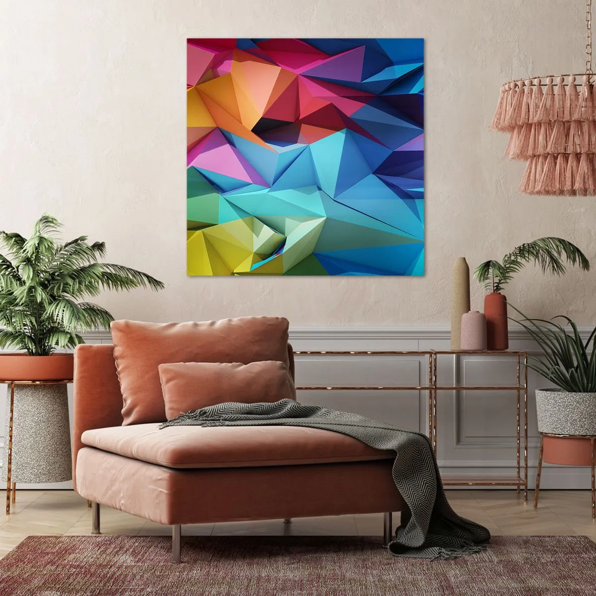 Canvas picture - Rainbow Origami - 50x50 cm
