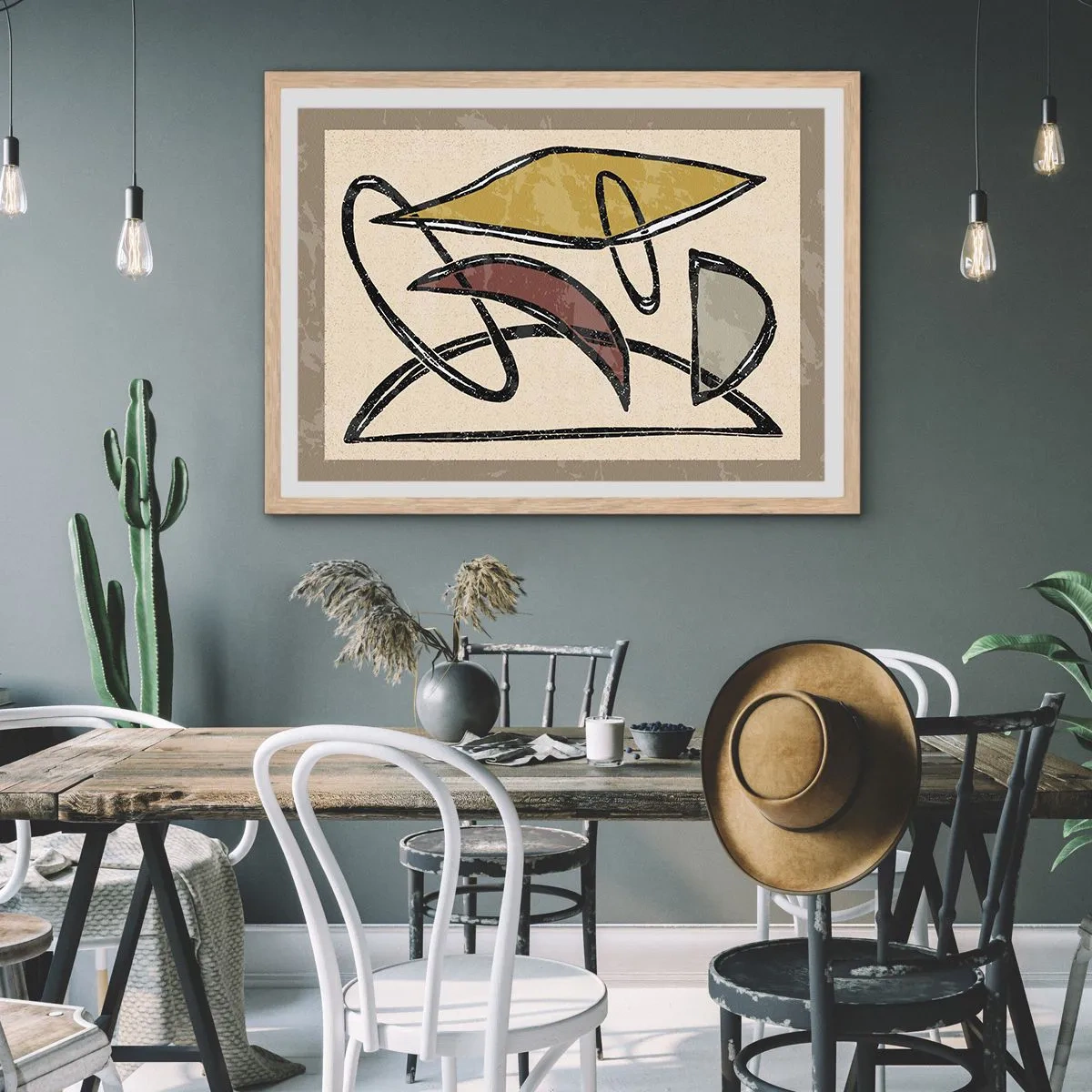 Poster in light oak frame - Verticals and Horizontals - 40x30 cm