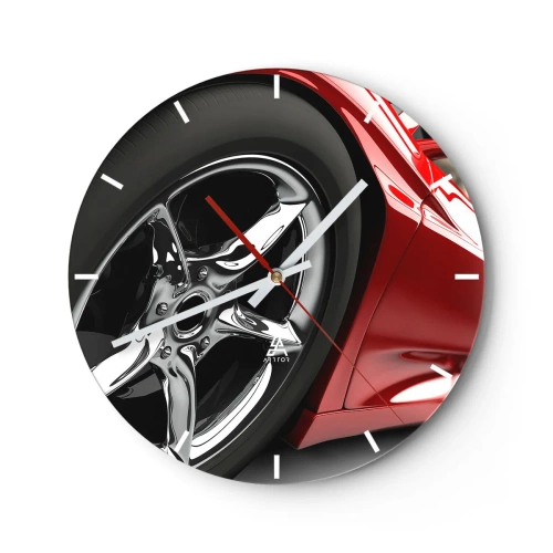 Wall clock - Clock on glass - Born to Be Fast - 40x40 cm