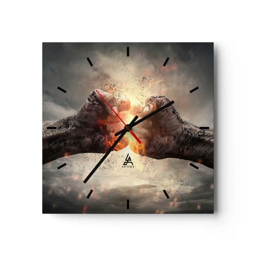 Wall clock - Clock on glass - Stand Up and Fight - 30x30 cm