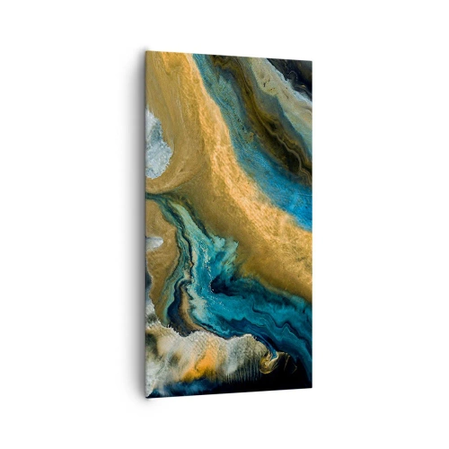 Canvas picture - Blue -Yellow - Mutal Influences - 65x120 cm