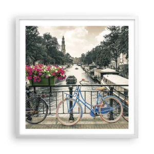 Poster in white frmae - Colour of a Street in Amsterdam - 60x60 cm