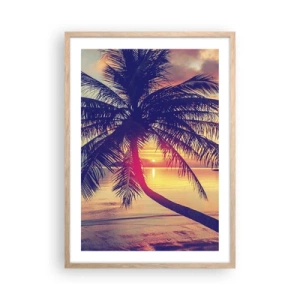 Poster in light oak frame - Evening under the Palm Trees - 50x70 cm