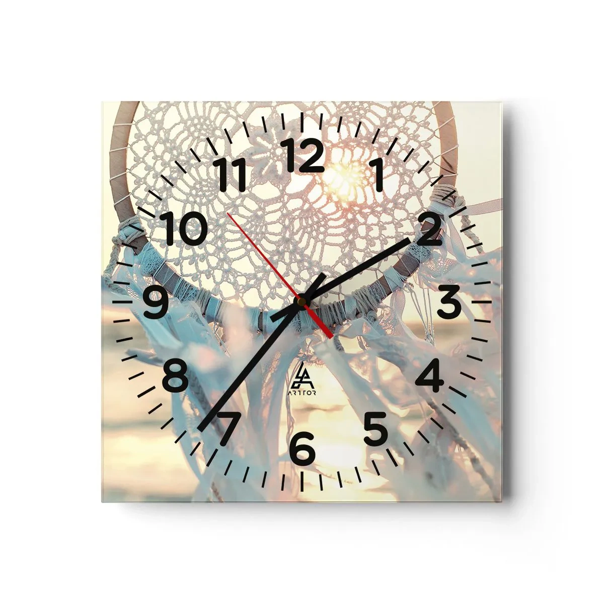 Wall clock - Clock on glass - Lace Totem - 40x40 cm