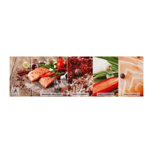 Photo Wallpaper Sample Premium Canvas - Norwegian Adventure in the Kitchen - Gastronomy, Salmon, Spices - 100x30 cm