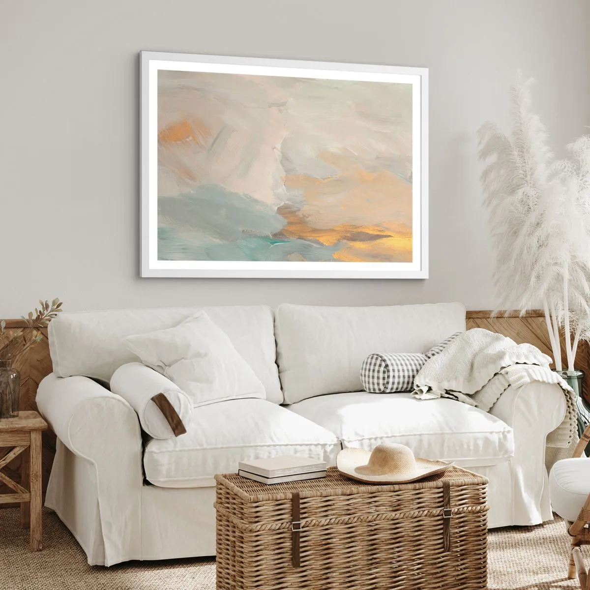 Poster in white frmae - Abstract: Land of Gentleness - 100x70 cm