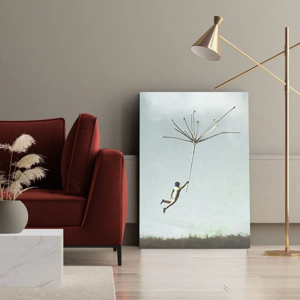 Canvas picture - Kites, Dandelions, Wind - 45x80 cm