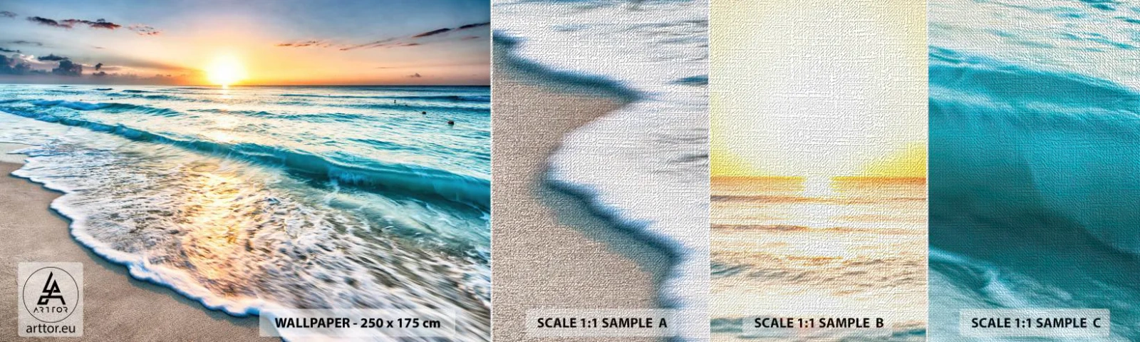 Photo Wallpaper Sample Premium Canvas - Sunset View - Landscape, Beach, Sunset - 100x30 cm