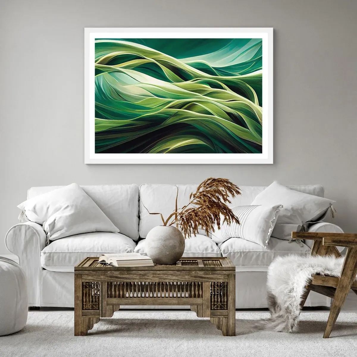 Poster in white frmae - Abstract Playing Green - 100x70 cm