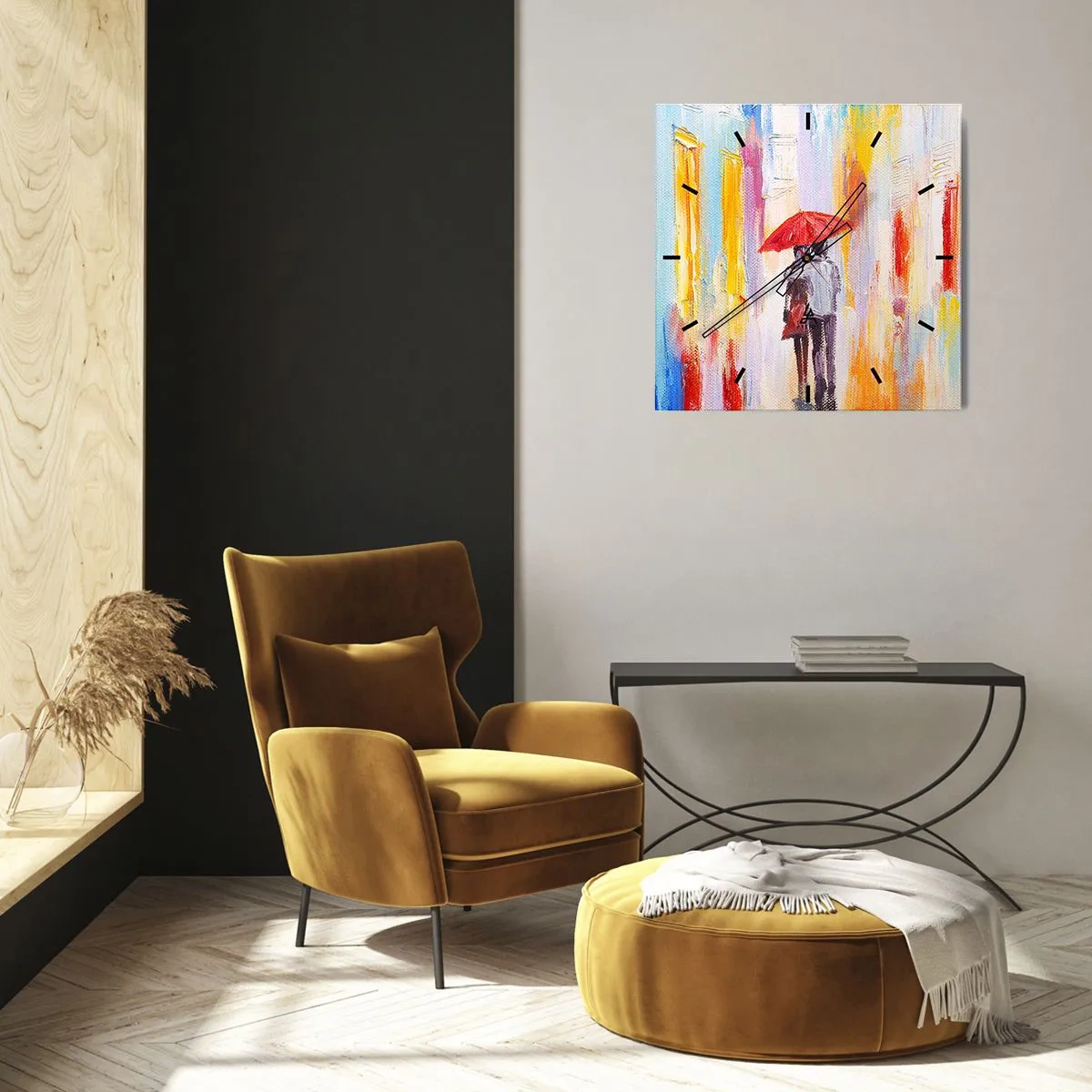Wall clock - Clock on glass - Let It rain - 30x30 cm