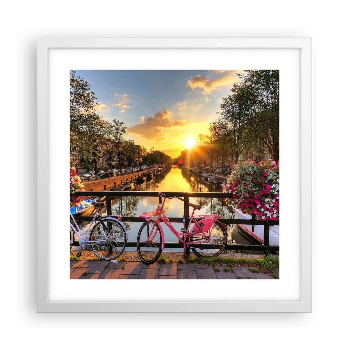 Poster in white frmae - Spring Morning in Amsterdam - 40x40 cm
