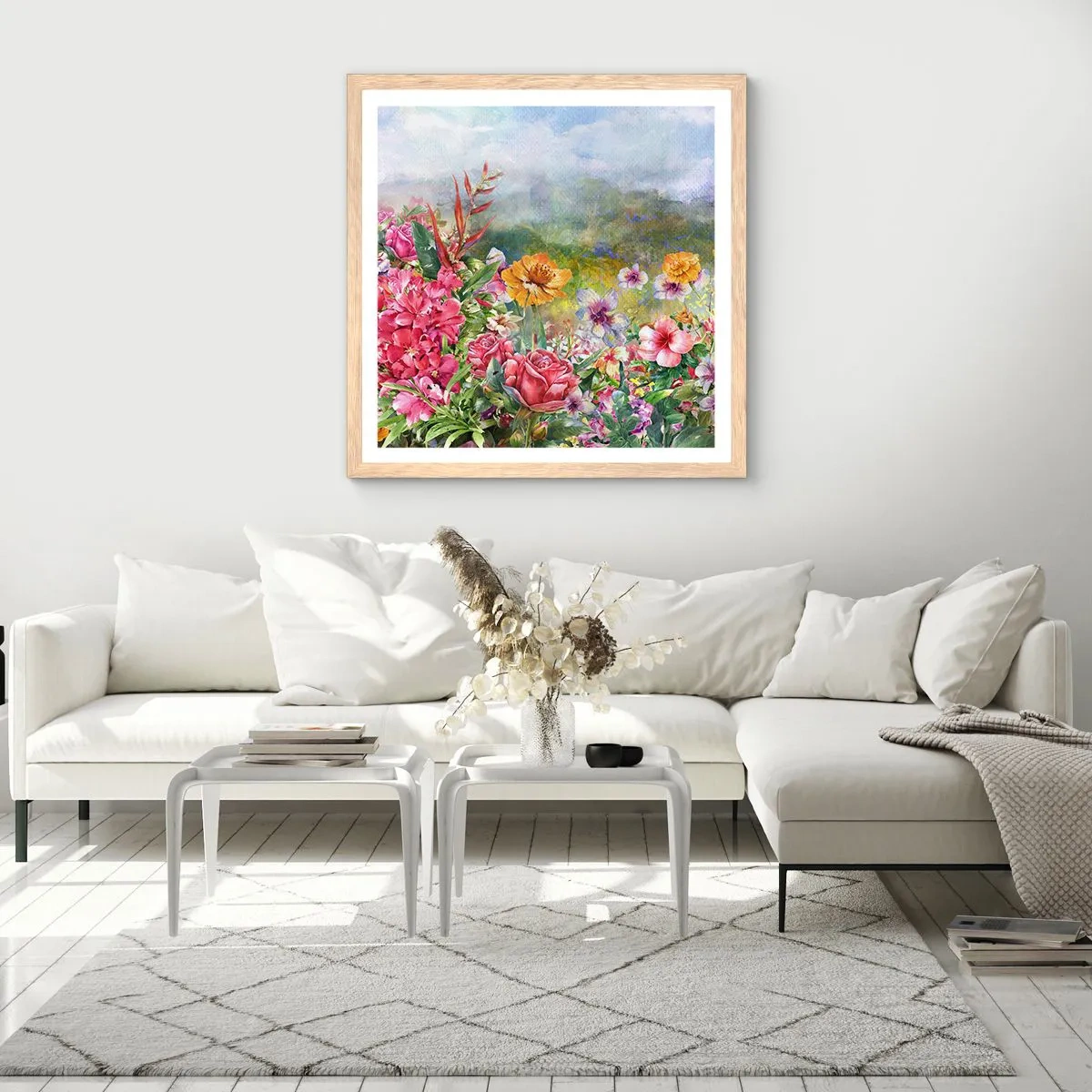 Poster in light oak frame - Garden which Went Crazy - 50x50 cm