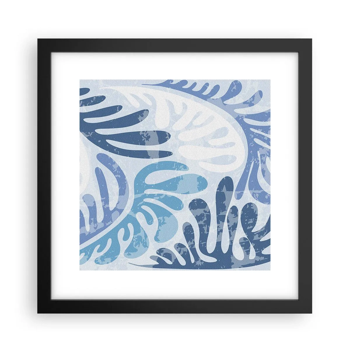 Poster in black frame - Blue Ferns - 30x30 cm