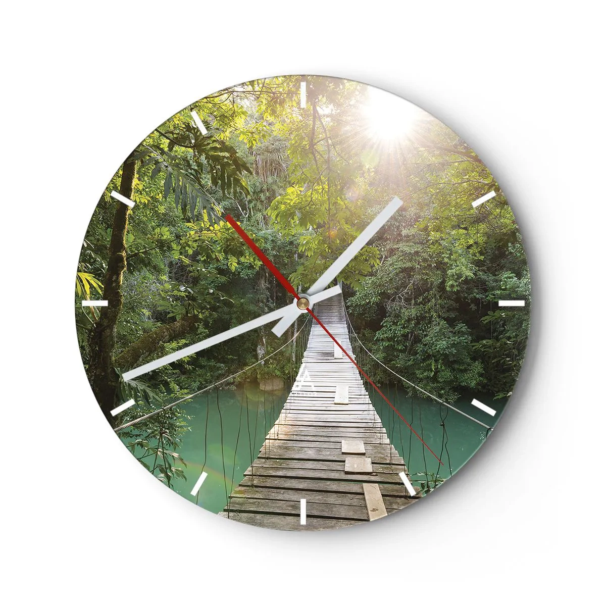 Wall clock - Clock on glass - Azure Water in Azure Forest - 30x30 cm