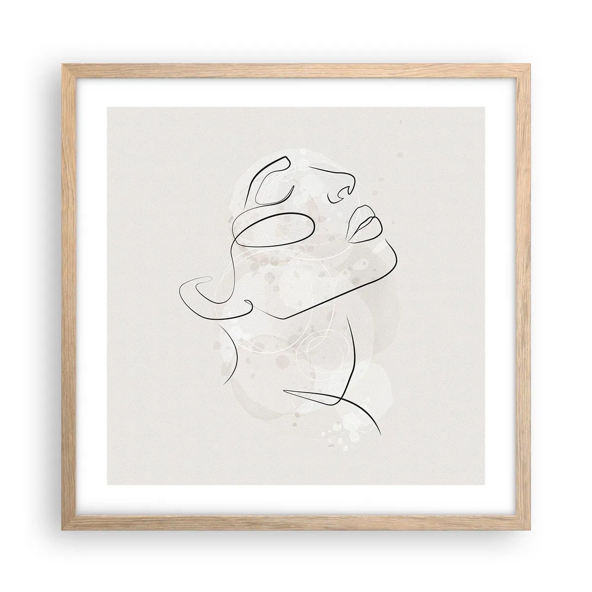 Poster in light oak frame - Outline of Happiness - 50x50 cm