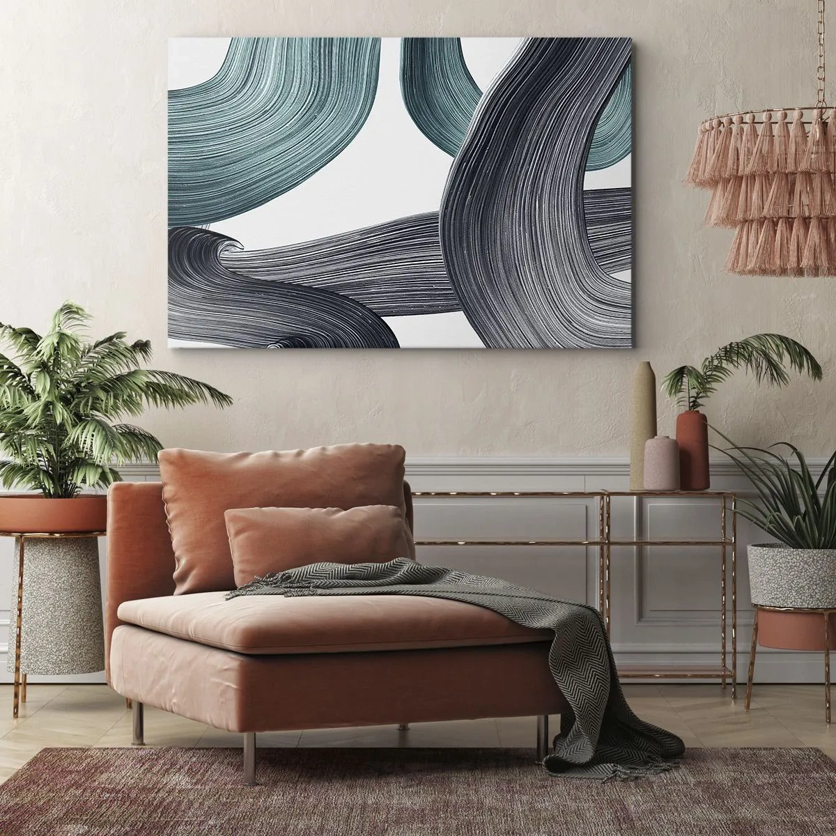 Canvas picture - Emerald and Black Trails - 120x80 cm