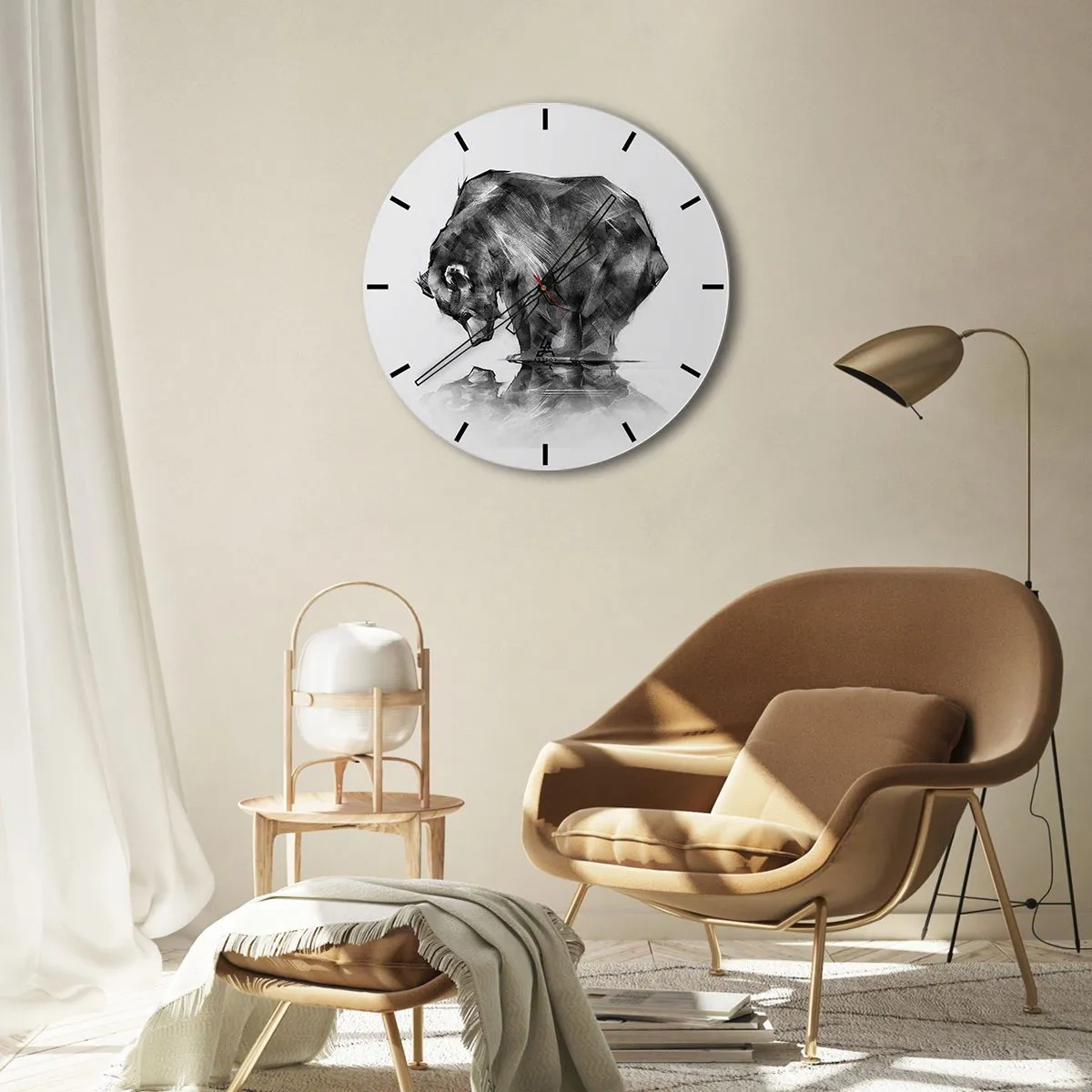 Wall clock - Clock on glass - Nice to See Someone Close - 40x40 cm