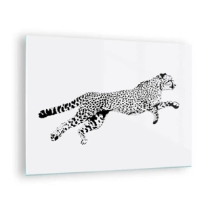 Glass picture - Illustration of a jumping cheetah - 70x50cm - Fastest on the Earth - Modern wall decoration for the living room and bedroom ARTTOR