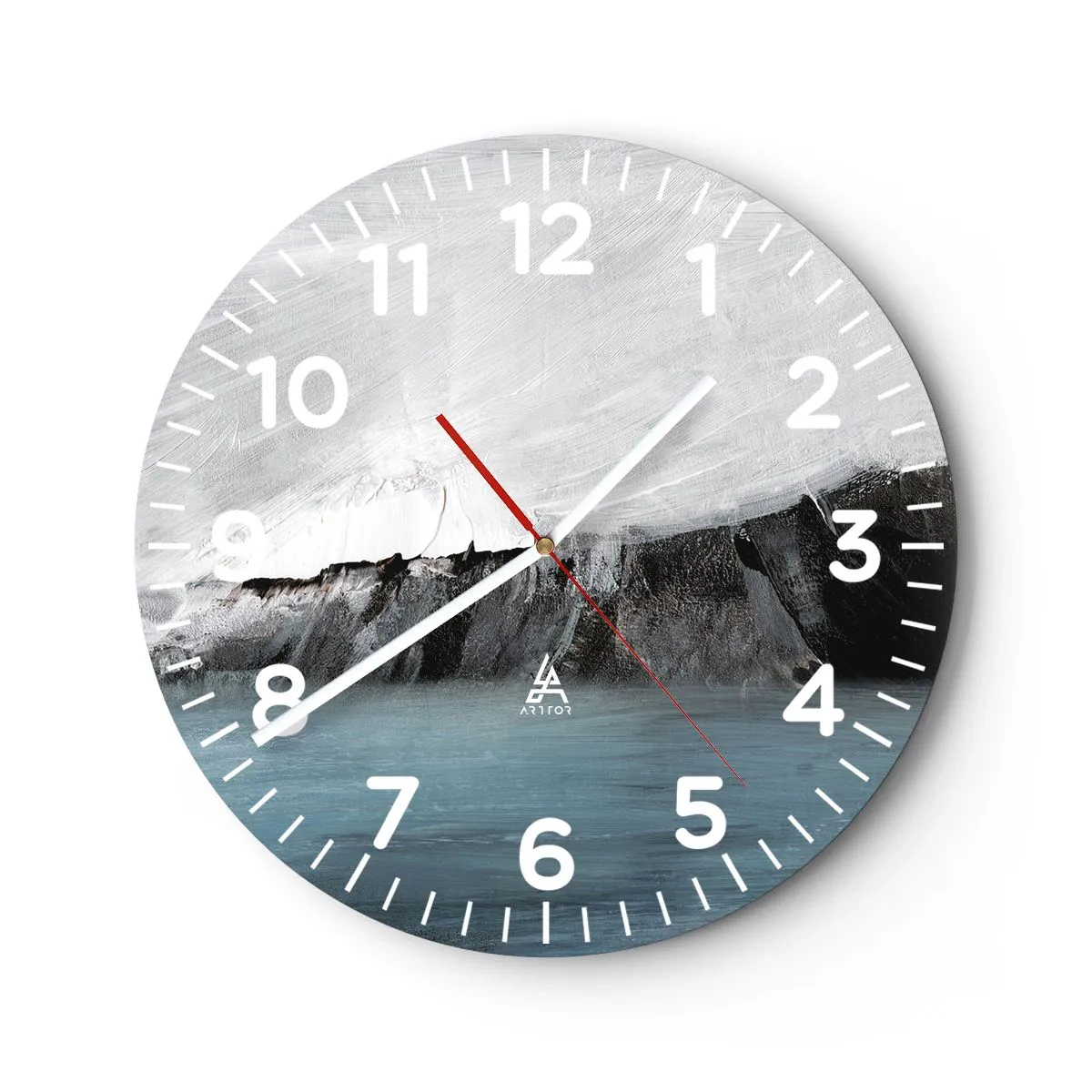 Wall clock - Clock on glass - Water-Earth: Clash of Elements - 40x40 cm