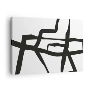 Canvas picture - Minimalist black and white pattern with geometric lines - 70x50cm - Black and White Construction - Modern wall decoration for the living room and bedroom ARTTOR