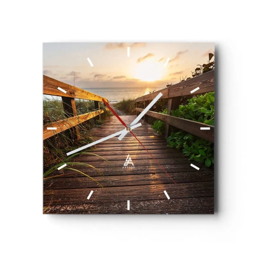 Wall clock - Clock on glass - Straigh to the Shore - 30x30 cm