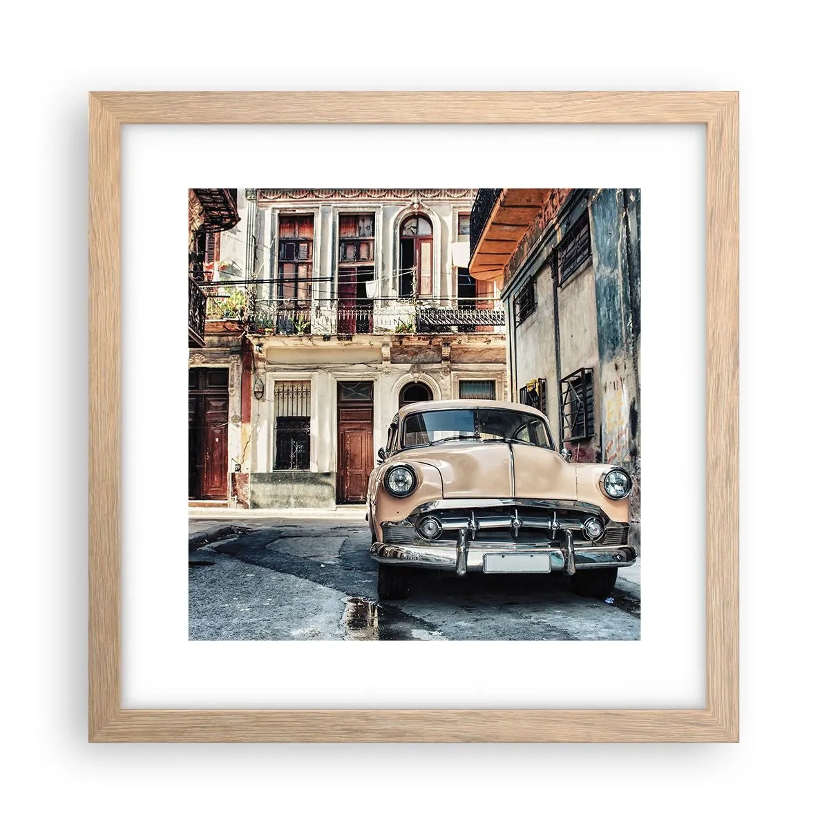 Poster in light oak frame - Siesta in Havana - 30x30 cm