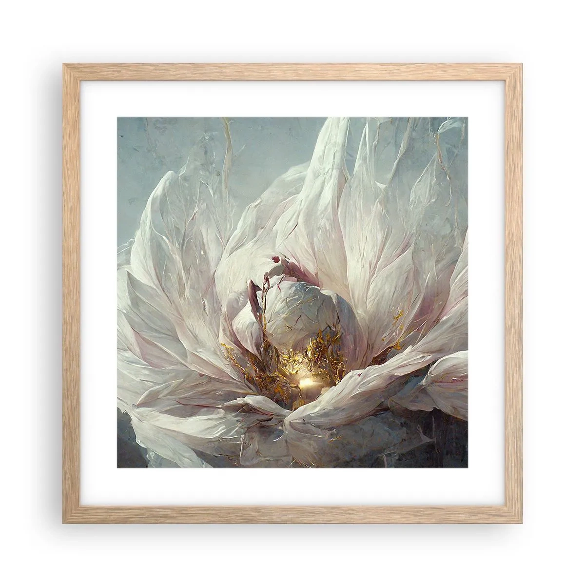 Poster in light oak frame - It Blooms Once Every Hunderd Years - 40x40 cm
