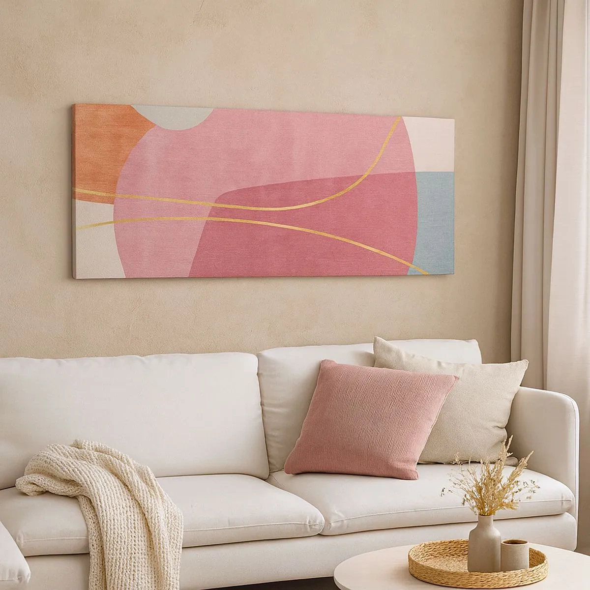 Canvas picture - Pastel Composition with a Golden Note - 100x40 cm
