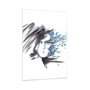 Glass picture - Sensual Portrait in Grey and Blue - 50x70 cm
