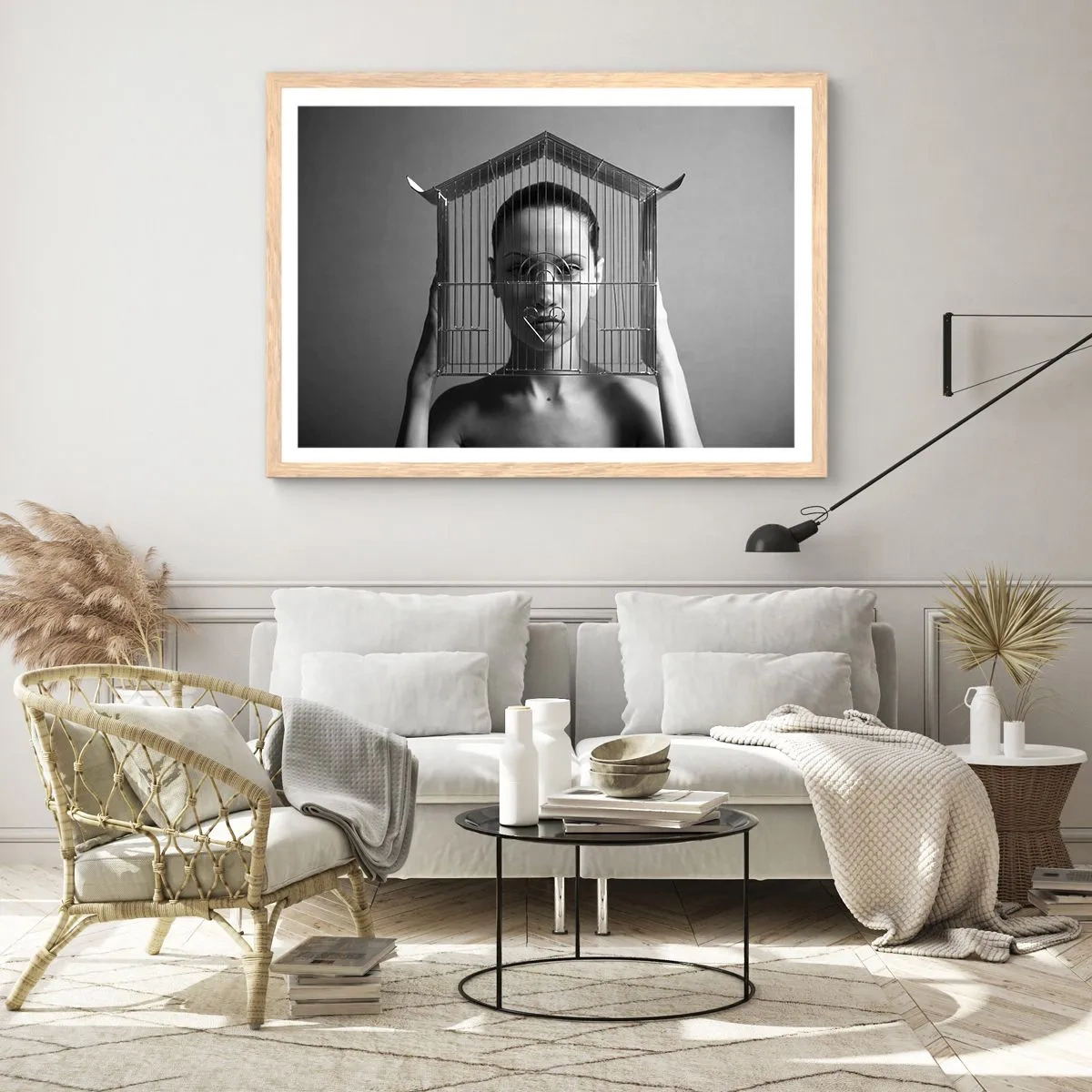 Poster in light oak frame - A Bit Surrealistic Portrat - 70x50 cm