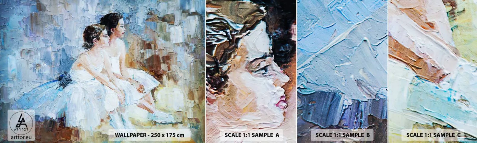 Photo Wallpaper Sample Self-Adhesive Deluxe Sticker - Young Swans Resting - Ballerina, Dance, Ballet - 100x30 cm