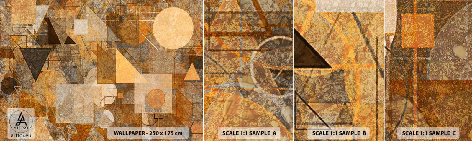 Photo Wallpaper Sample Self-Adhesive Deluxe Sticker - Cubist Study in Brown - Abstraction, Piece, Modern Art - 100x30 cm