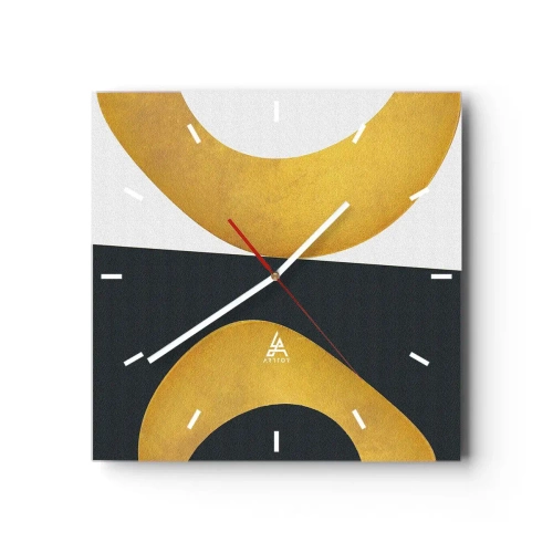 Wall clock - Clock on glass - First Of All: Gold - 30x30 cm