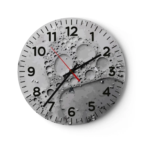 Wall clock - Clock on glass - Foamy Footprint - 40x40 cm