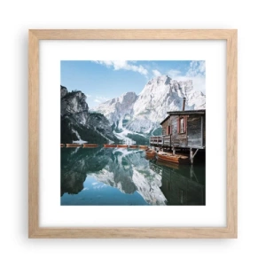 Poster in light oak frame - Crystal, Mountain Morning - 30x30 cm