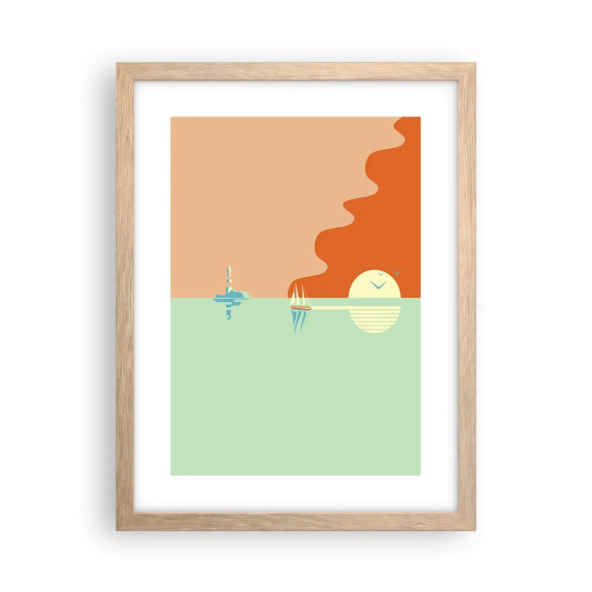 Poster in light oak frame - Ideal Sea Landscape - 30x40 cm