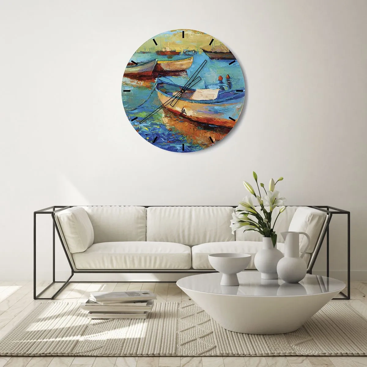 Wall clock - Clock on glass - In a Southern Bay - 40x40 cm