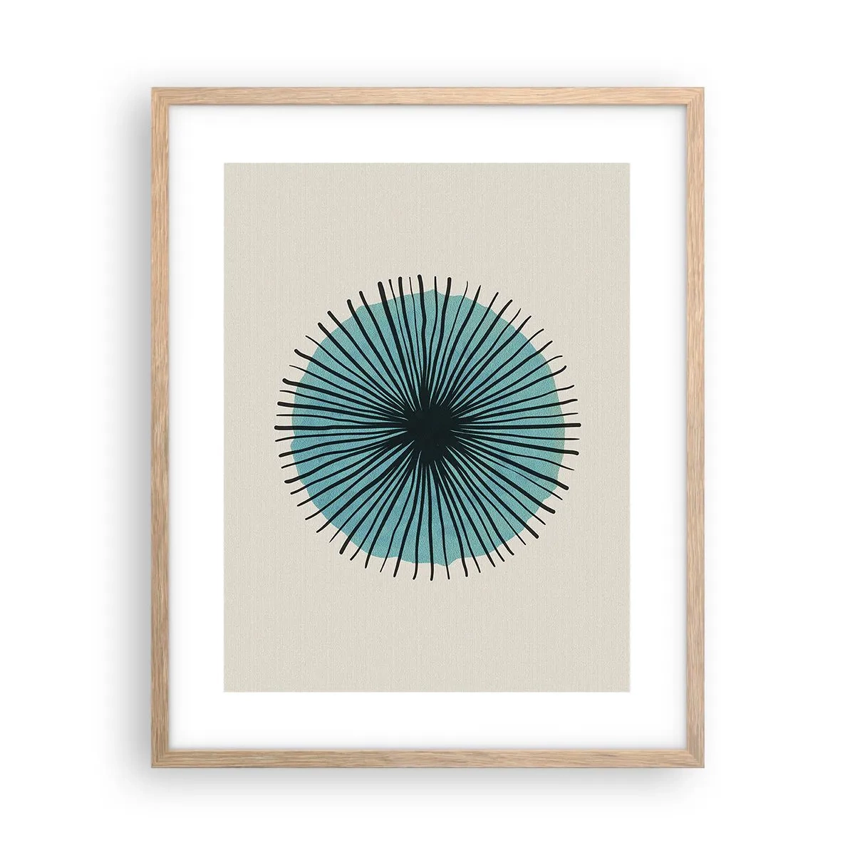 Poster in light oak frame - Rays on Blue - 40x50 cm