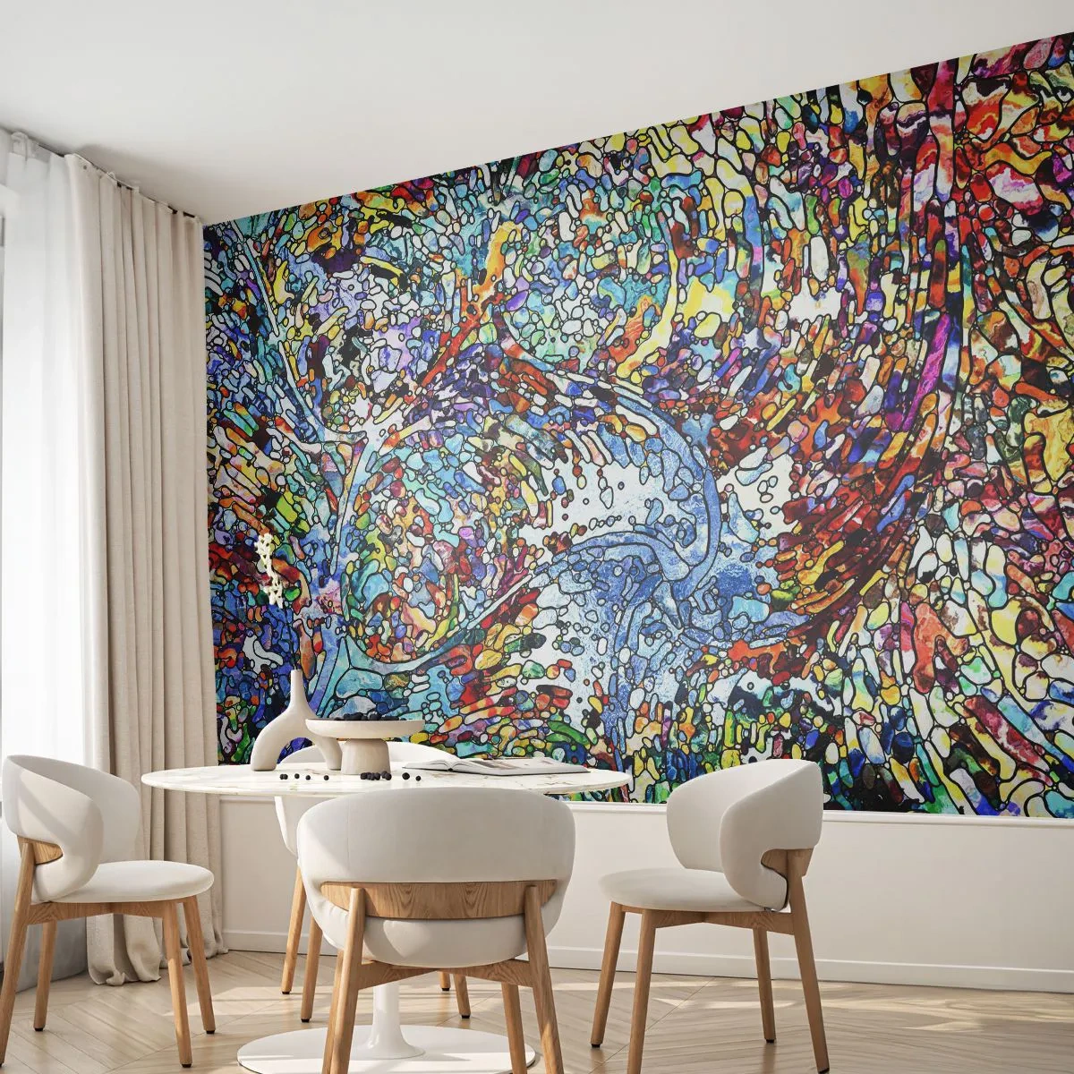 Photo Wallpaper Standard Eco - Stained Glass with Drops - Abstraction, Piece, Graphics - 250x175 cm