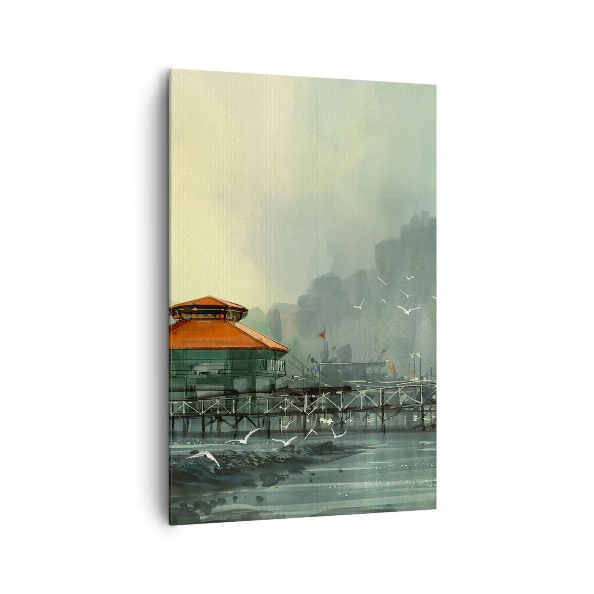 Canvas picture - Gloomy Day at the Port - 80x120 cm