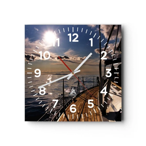 Wall clock - Clock on glass - Under the Sails towards the Sun - 40x40 cm