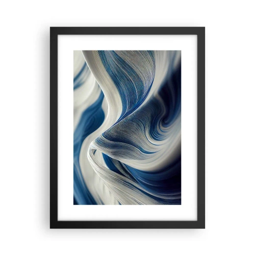 Poster in black frame - Fluidity of Blue and White - 30x40 cm