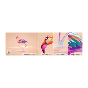 Photo Wallpaper Sample Self-Adhesive Deluxe Sticker - Bird of Good Emotions - Flamingo, Bird, Abstraction - 100x30 cm