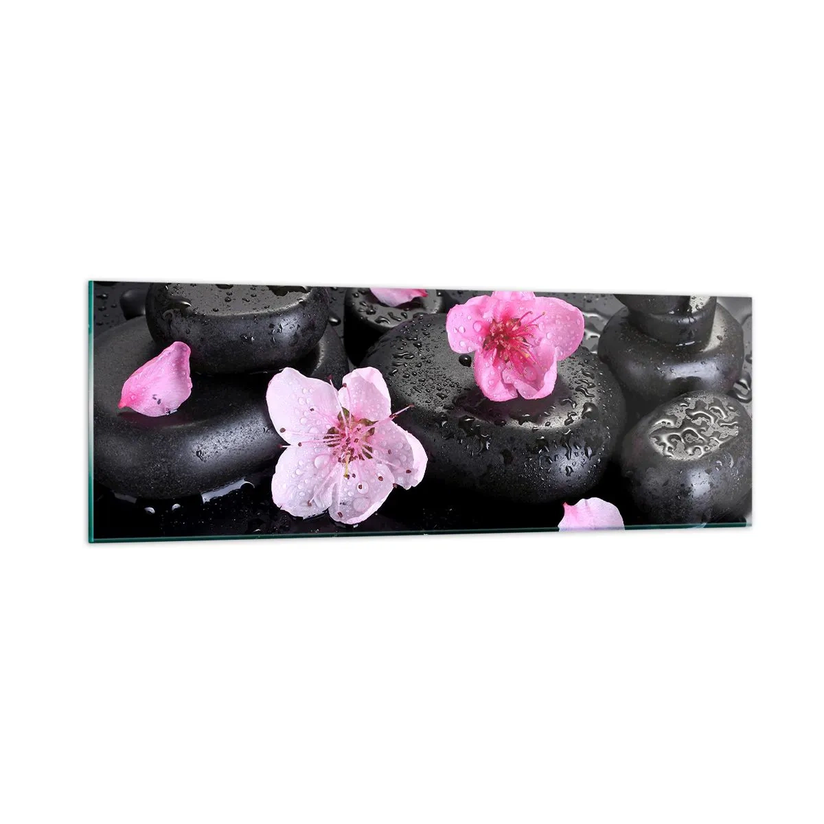 Glass picture - Black Zen Stones - 90x30 cm