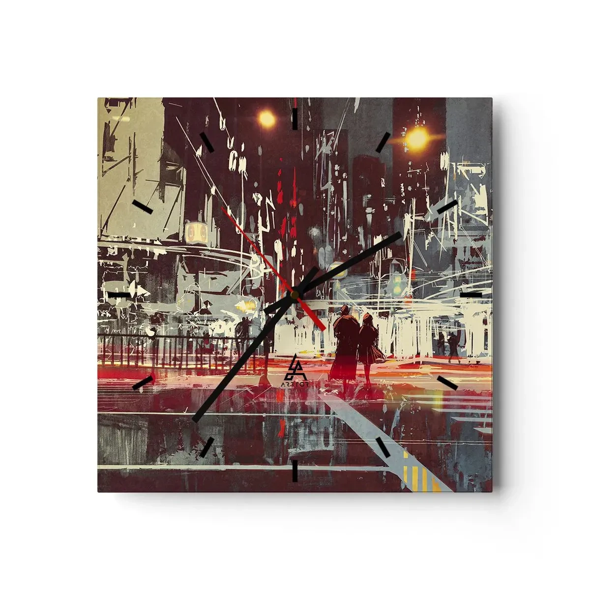 Wall clock - Clock on glass - Big City Trip - 40x40 cm