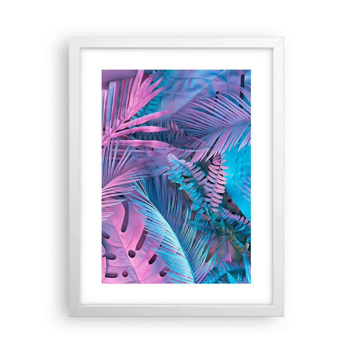 Poster in white frmae - Tropics in Pink and Blue - 30x40 cm