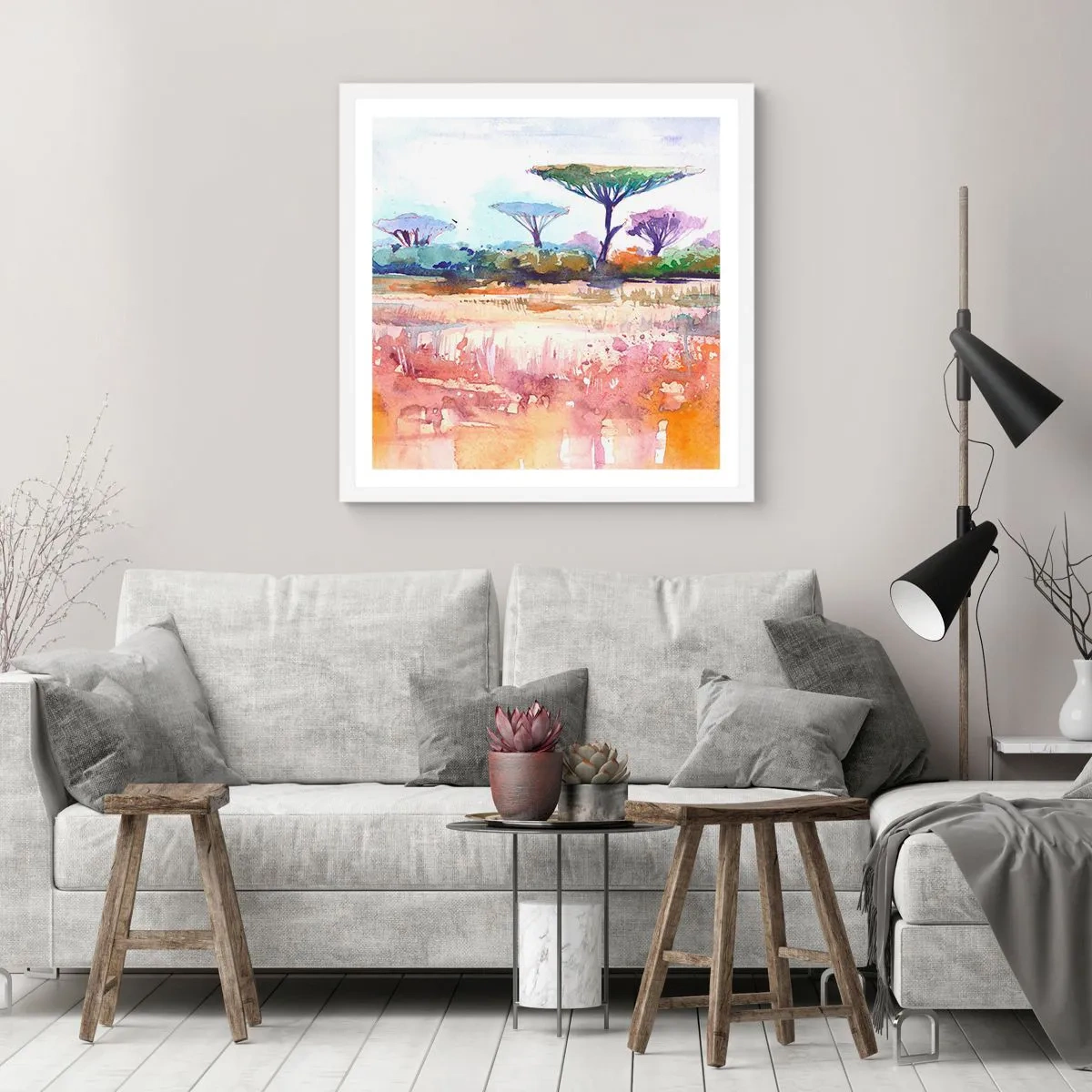 Poster in white frmae - Colour of Savannah - 50x50 cm