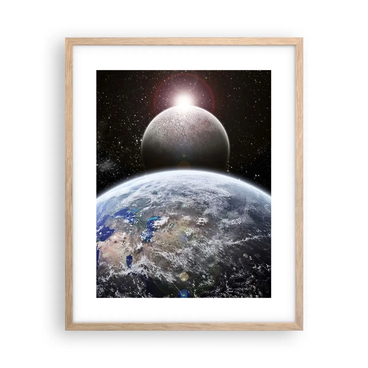 Poster in light oak frame - Space Landscape - Sunrise - 40x50 cm